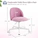 VINGLI Candy Chair Armless Cute Desk Chair,Comfy Small Office Chair with Wheels,Vanity Chair Lumbar Support,Teddy Adjustable Rolling Swivel Computer Task Chair for Home Office,Bedroom,Lilac Purple