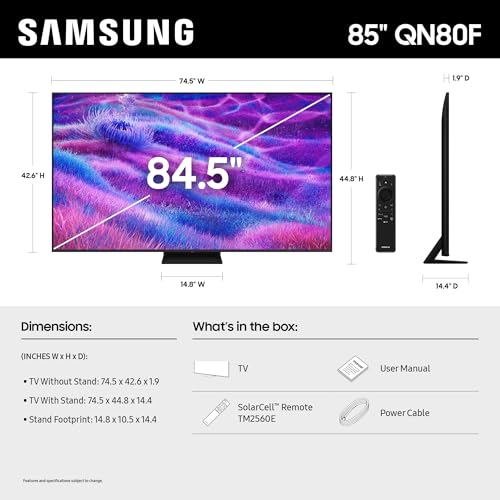 Image of Samsung 85-Inch Class Neo QLED 4K QN80F Series, Vision AI, Mini LED Smart TV (2025 Model, 85QN80F) Neo Quantum HDR, Object Tracking Sound Lite w /Dolby Atmos, NQ4 AI Gen2 Processor, Alexa Built-in