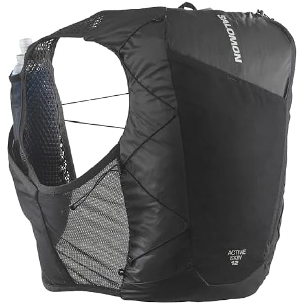 Salomon Active Skin 12 zestawów, łatwe nawodnienie kieszeni na klatce piersiowej, precyzyjny komfort SensiFit, zoptymalizowane przechowywanie Ultra Trail z bezpiecznymi kieszeniami