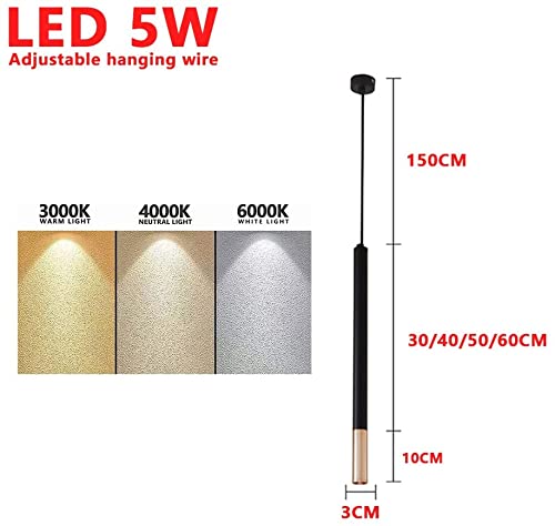 Lámpara colgante tubo largo LED de 3W y aluminio negro para techos de cocina modernos 3