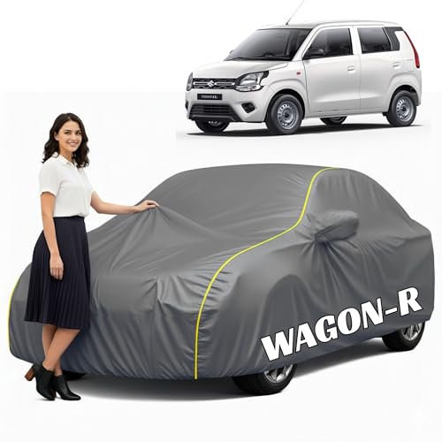 Image of 100% Waterproof Car Cover for Wagon R (All Models & Years) - Custom Fit with Mirror Pockets, Triple-Stitched, Soft Inner Lining, UV & Heat Resistant, Outdoor /Indoor Protection