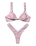 RUUHEE Brazilian Top V Style Bottom Leopard Bikini Bathing Suits for Women Fashion (L(US Size 6-8),Pink)
