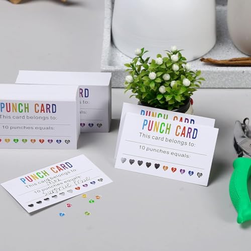 Image of ONEDONE Punch Cards 200 Pack Reward Punch Cards for Classroom Incentive Awards for Kids Students Teachers Classroom Supplies Loyalty Card for Business - 3.5 inch x 2 inch Heart
