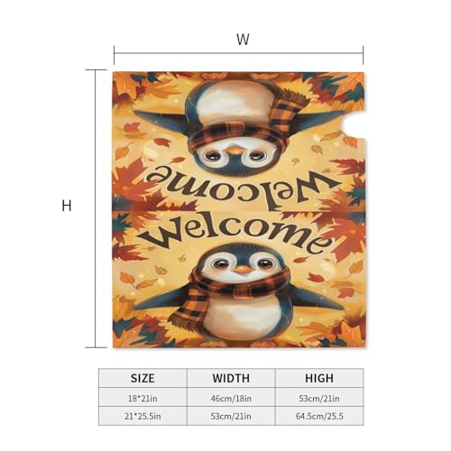 Image of Dujiea Autumn Penguin Welcome Mailbox Wraps - Waterproof Magnetic Post Box Cover, Standard Size 21 inchX 18 inch Garden Yard Outside Farmhouse Home Decor