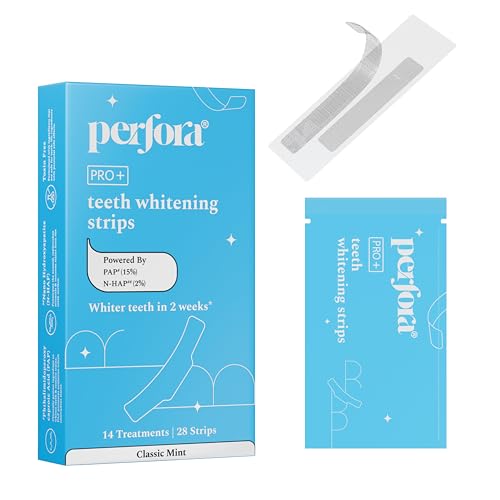 Image of Perfora Teeth Whitening Strips - Pack of 14 Treatments (28 Strips) - Whitens Teeth in 1 Use | Sensitivity-Free, Enamel-Safe Oral Care | PAP & Hydroxyapatite for Stain Removal | Fast & Effective Teeth Whitening Products