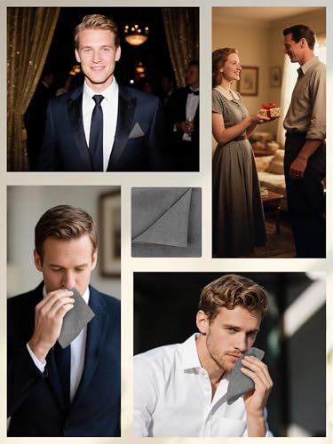 Image of Mantieqingway Cotton Handkerchiefs for Men Solid Color Pocket Square for Suit Formal Wedding Church