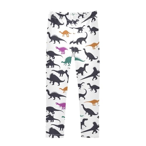 Dinosaur Silhouettes Girls' Leggings Toddler Doodles Kids Yoga Pants Dance Active Tights 4T