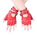 JISEN Women Punk rivets Belt Up Half Finger PU Leather Performance Gloves Red
