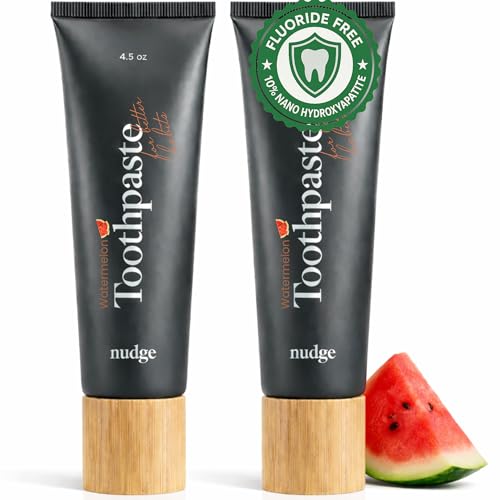 Nudge 10% Nano Hydroxyapatite Toothpaste, Enamel Friendly Advanced Clean, Fluoride Free & SLS Free, Watermelon, 4.5 oz (Pack of 2)