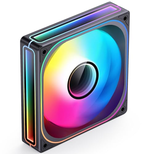 Image of JONSBO ZB-120BR (Reverse) PC Case Fan, Reverse Blade Silent Computer Fan with Axis & 4-Sides Infinity Mirror Fan 2400RPM, PWM Integrated M&F Head,3Pin ARGB, 28MM Thick,Black