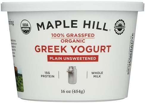 Maple Hill Creamery, 100% Grass Fed Organic Greek Yogurt, Plain, 16 oz