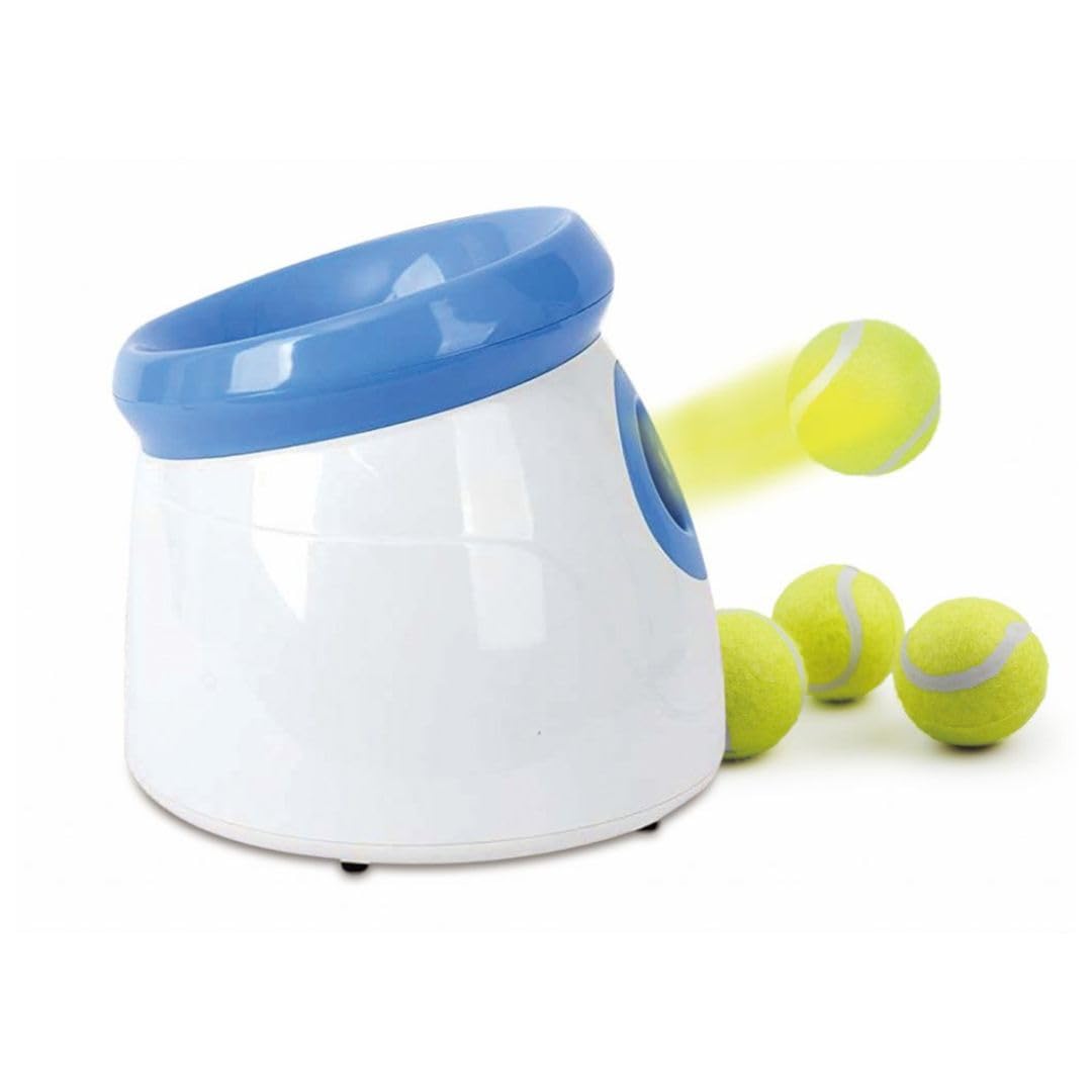 BOT automatischer Ballwerfer Ifetch, inkl. 3Stk Hundebälle. Interaktives Hundespielzeug Ballwurfmaschine kleine Hunde (Mini 5cm - Blue)