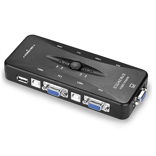 KVM VGA Switcher, 4 Ports USB 2.0 KVM Switch Box Adapter, One-Button Swapping, Ideal for PCs, Keyboard, Mouse, Scanner, Printer & More-picture-10