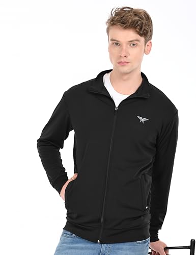 Image of HALFSPACE Men's Lycra Jacket - Lightweight Stretchable Sports & Gym Jacket with Zipper Pockets - Full Sleeve Activewear for Casual & Running