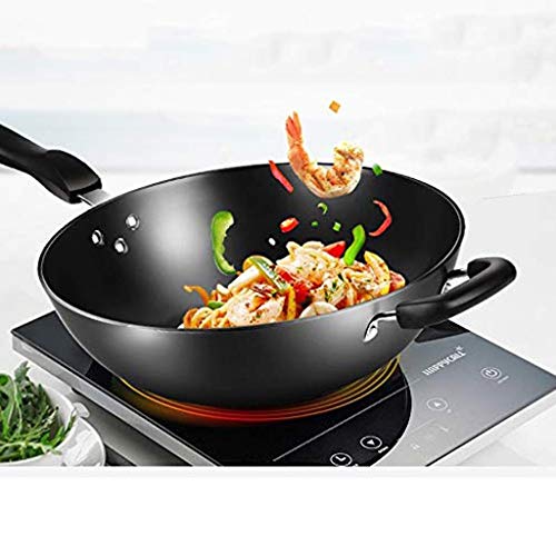 Wok de hierro fundido con base lisa y revestimiento antiadherente miniatura 2