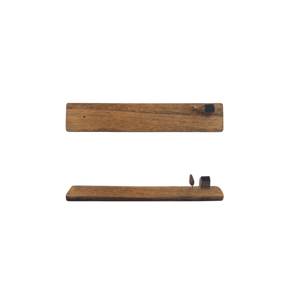 East of India Wooden Incense Holder Ash Catcher for Home Incense Stick Burner 'House & Tree'