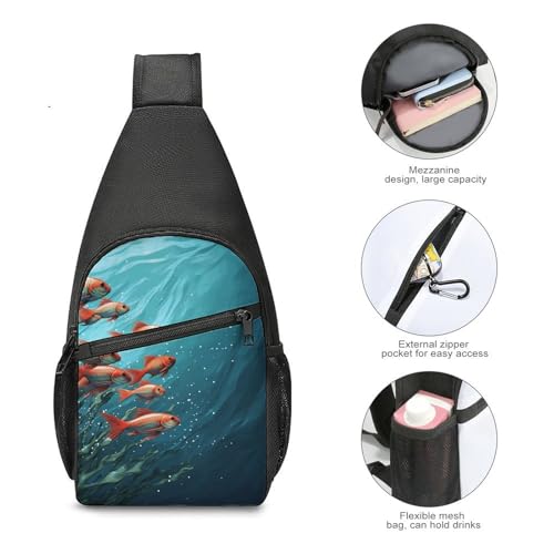 Bolso tipo sling para pecho Fish Aquarium para hombres y mujeres miniatura 5