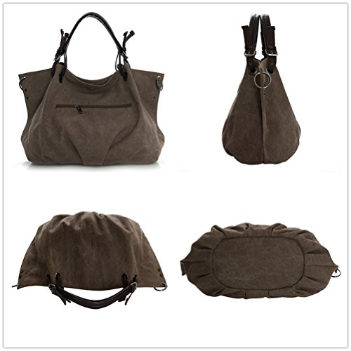 Mollygan Euramerican Stylish Canvas Shopping Hobo Bag Totes Purplish Red #TOP3