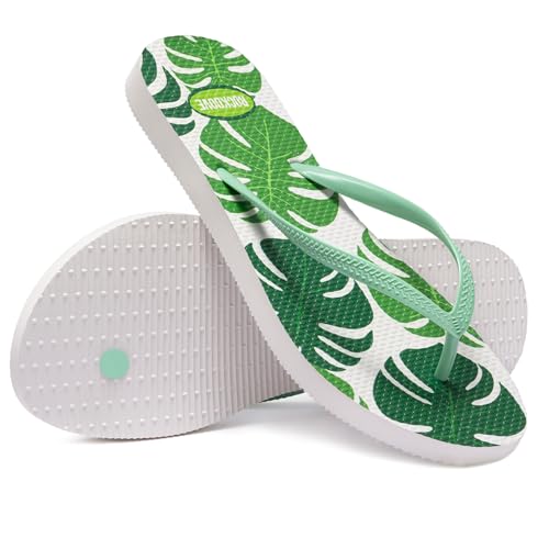 Image of RockDove Women's Seabreeze Printed Beach Flip Flops | Waterproof, Lightweight, Comfortable, Non-Slip, Indoor /Outdoor Sole, Gift-Ready, Breathable, Open Toe, Printed