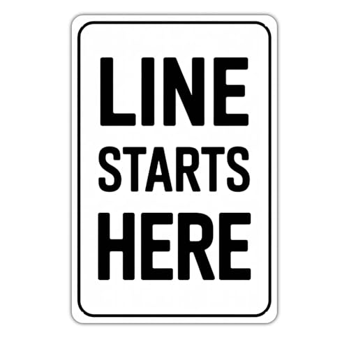 Line Starts Here Tin Sign Vintage Queue Instruction Metal Sign Print Aesthetic for Garden Yard Bar Porch Home Bedroom Kitchen Wall Decor Decor Gift 8 x 12 inch