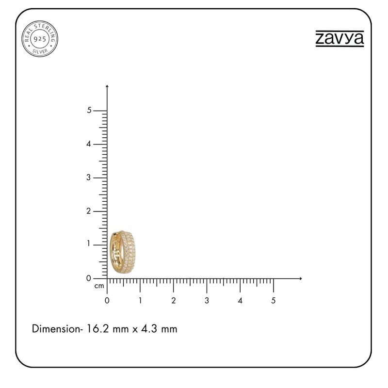 Image of ZAVYA 925 Sterling Silver Cubic Zirconia Circular Gold Plating Earrings | | Gift for Women and Girls | With Certificate of Authenticity and 925 Hallmark