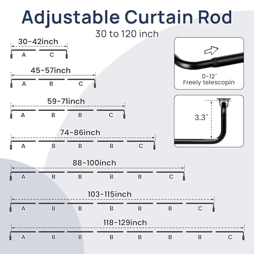 Image of ENJOYBASICS 66-120 inch Wrap Around Curtain Rod, Quick Curtain Change, Black
