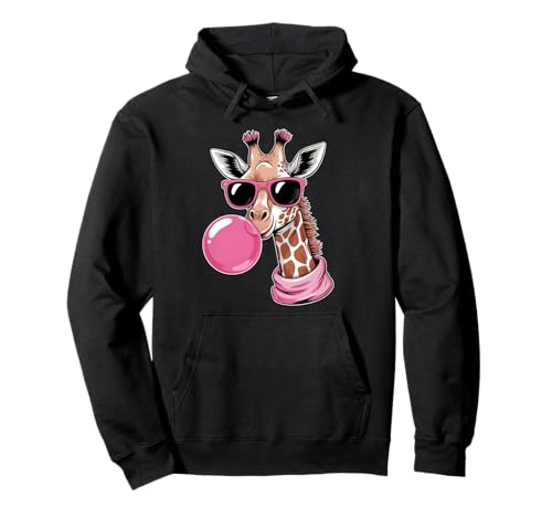 Funny Giraffe Rosa Bubble Gum e Occhiali da Sole Rosa Felpa con Cappuccio