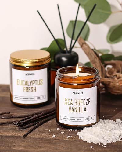 AOOVOO Scented Candles - 4PC Candle Set, 36 oz Soy Candles, Soy Candle for Home Scented, Lavender/Vanilla/Eucalyptus/Sage AOOVOO Scented Candles - 4PC Candle Set, 36 oz Soy Candles, Soy Candle for Home Scented, Lavender/Vanilla/Eucalyptus/Sage
