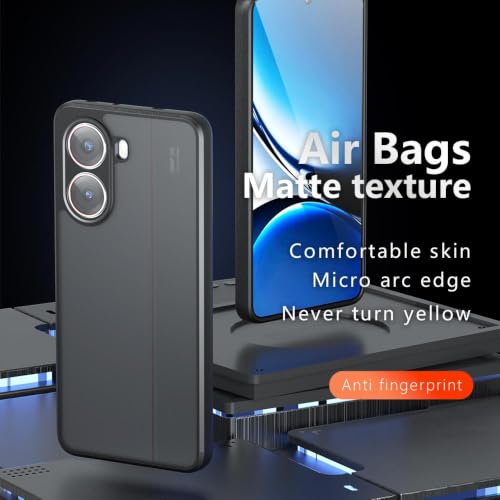 Image of Matte PC+TPU Back Cover Case for Poco X7 Pro 5G, Air Bag Corners, Anti-Fingerprint, Never Turns Yellow, Micro Arc Edge, Camera Protection, Black