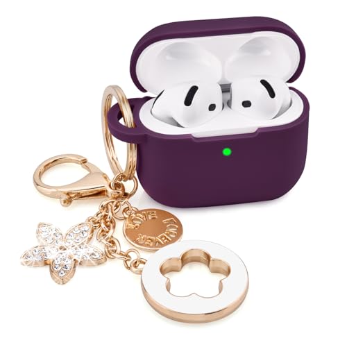Image of Case Compatible with Apple Airpods 4 - VISOOM Airpods 4 Cases 2024 Cover Women Anti-Drop Silicone iPods 4 Earbuds Wireless Accessorie Charging Cases Girl Bling Keychain for Airpod iPods 4th Gen
