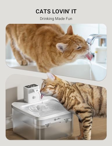 DownyPaws Cat Water Fountain Cordless, 84oz/2.5L Fursink Wireless Pet Water Fountains for Cats Indoor, Battery Operated Cat Drinking Fountain with Motion Sensor, Ultra Quiet Pump, BPA-Free, White — view 5