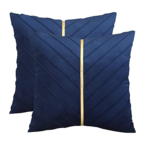 Tosleo Navy Blue Velvet Throw Pillow Covers 26x26 inch Pack