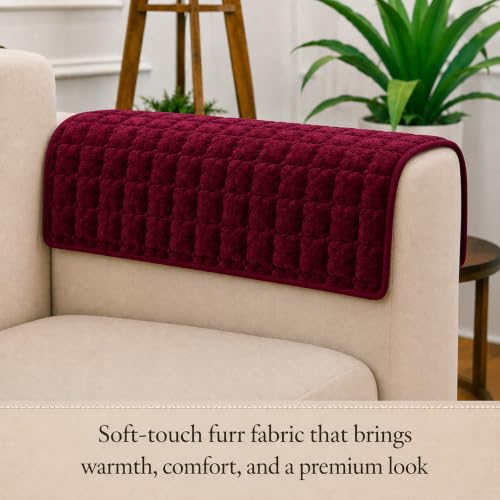 Image of STITCHNEST 'Haven Soft Series' Sofa Armrest Cover | Ultra Soft Plush Hand Rest Protector for Sofa & Couch Furniture, Washable Textured Arm Cover