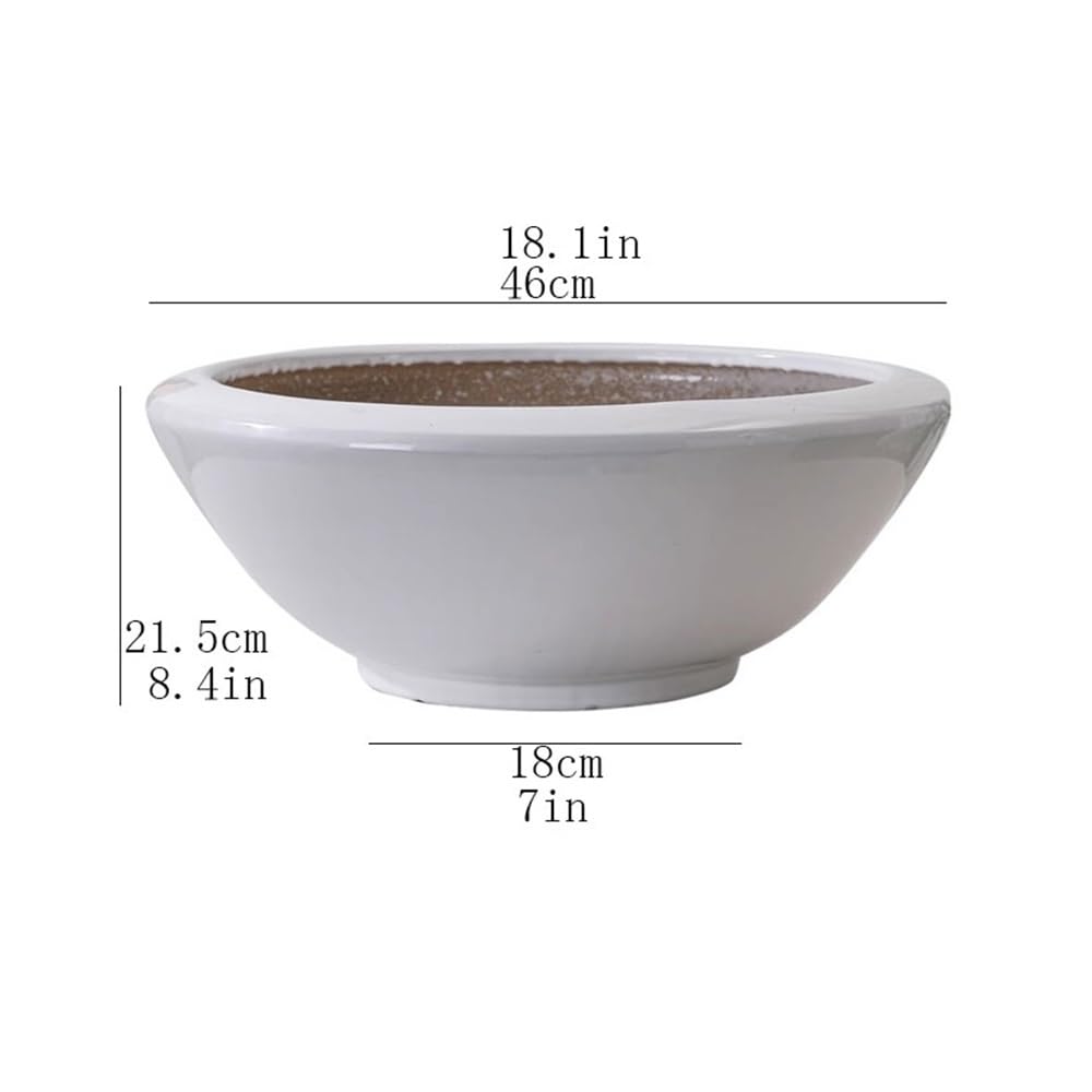 Doniczki na kwiaty, białe, ceramiczne doniczki z otworami odpływowymi, pojemnik na rośliny, donica dużego kalibru, stojąca do wewnątrz i na zewnątrz ceramiczne doniczki