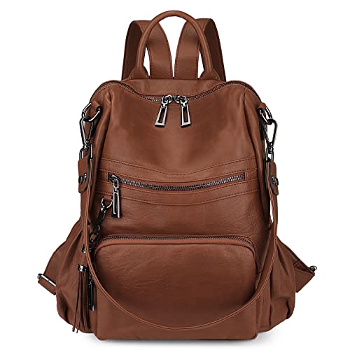 Image of Uromee Travel Backpack Purse for Women Vegan Leather Ladies Fashion Tassel Shoulder Bag Convertible