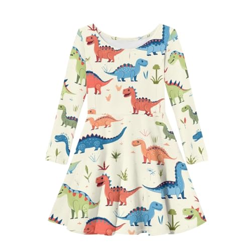 Kids Dress 3-14T Girls Long Sleeve Dresses Swing Twirly Dress Fall Outfits