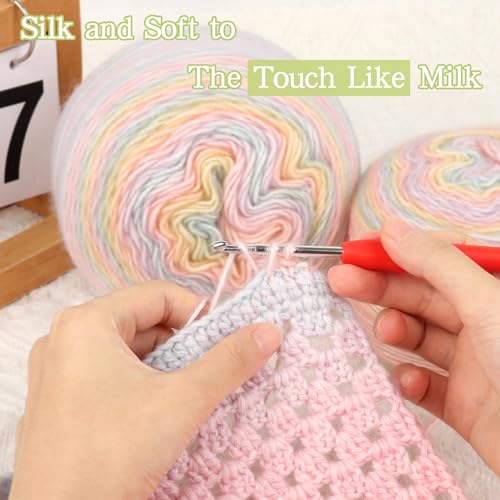 Image of Katech Ombre Yarn for Crocheting Knitting-Gradient Cake Variegated Soft Yarn with Vibrant Colors,Multicolor-Perfect for Blankets, Scarves, Shawls and Garments (Color D)