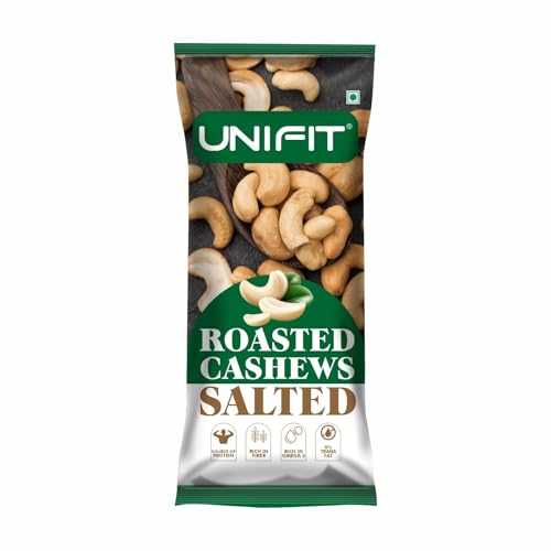 Image of UNIFIT Roasted Salted Cashews 40g | Premium Whole Crunchy Nuts | Lightly Salted Healthy Protein Snack for Anytime Snacking and Energy Boost