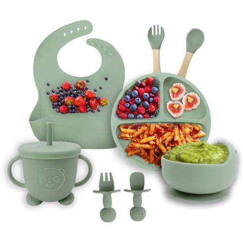 Image of Silicone Baby Feeding Set for Babies and Toddlers, Children Tableware, Kids Dining, Microwave & Dishwasher Friendly, Design for Picky Eaters, Baby Utensils, Toddler Feeding Supplies, Gift for Parents