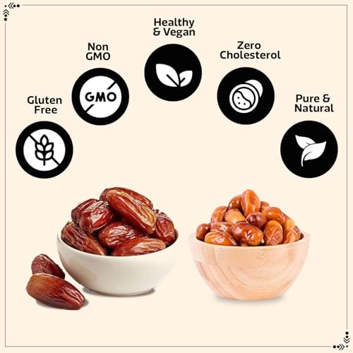 Image of Wonderland Foods 500g (250g X 2) Premium Dates Combo of Arabian Dates & Zahidi Date Combo | Healthy & Nutritious Soft Khajoor, Khajur Rich In Iron, Fibre & Vitamins
