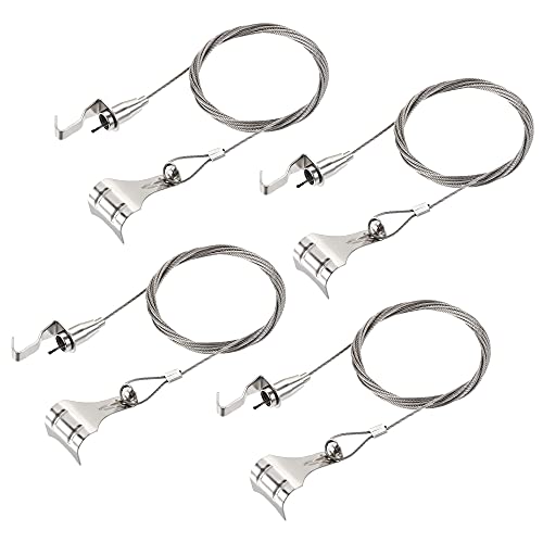 Image of uxcell Picture Hanging Wire Kit, 4Set 2.5M Hanging Wire with Large S-Hook for Home Picture Art Gallery Picture Display Kit, Load 66 Lbs