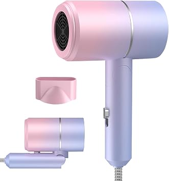 Travel Hairdryers for Women, Foldable Travel Hair Dryer, Fast Drying Ionic Blow Dryer Lightweight with Hot & Cold Button, Low Noise Hair Dryer Travel for Women Men Home Salon
