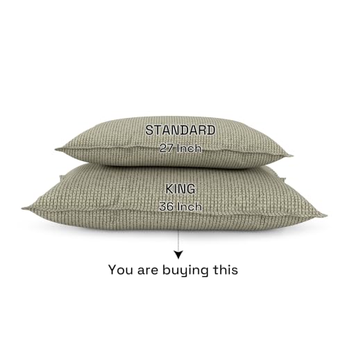 Image of Wakefit 100% Cotton Pillow Cover Set of 2 | 200 TC Soft & Breathable Pillow Cases | King Size 19 x 36 Inch | Skin Friendly, Durable & Gentle Machine Washable | Buffey