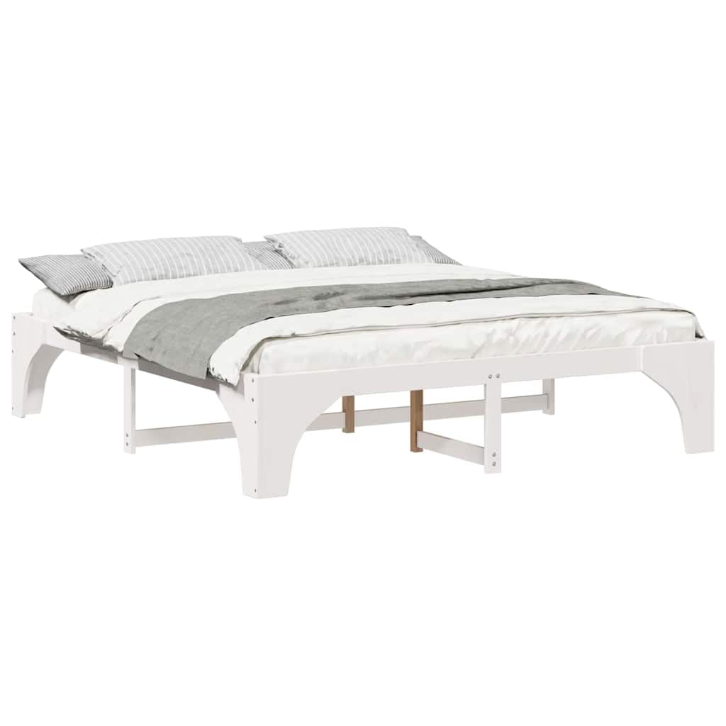 Marco de Cama de Madera Maciza de Pino Estructura Baja Minimalista para Dormitorio Moderno 4 Piezas Ensamblaje Fácil y Diseño Multifuncional para Optimizar Espacios