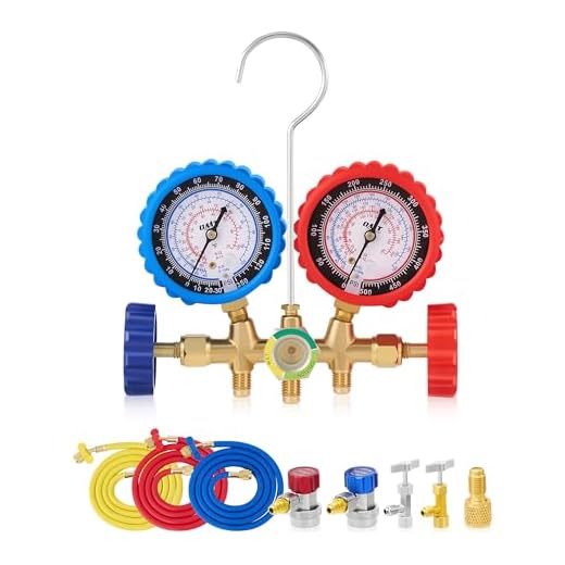 5FT 3-Way AC Diagnostic Manifold Gauge Set for Freon Charging, Fits R134A R12 R22 and R502 Refrigerants, with Acme Adapter and Can Tap for Automotive Car Air Conditioning