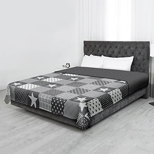 Bestlivings Tagesdecke (Stars & Stripes) 220x240 cm mit wattierter Zwischenlage, Bettüberwurf - Überwurfdecke, Sommerdecke gesteppt - Steppdecke, Wendedecke