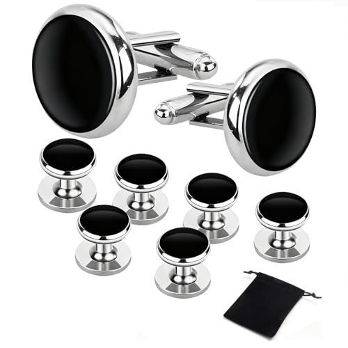 Oiomniv Men's Cufflinks & Tuxedo Studs Set