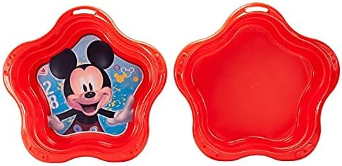 INJUSA - Set Arenero y Piscina Infantil Mickey Mouse Color Rojo con Licencia Oficial Disney Decoración Permanente e Impermeable Ranuras de Drenaje y Bordes Redondeados Recomendado para Niños +1 Año