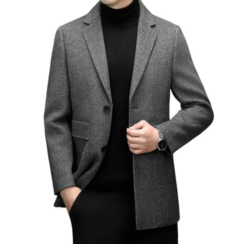 Veste d'hiver homme mi-longue en laine double face manteau épais bleu marine