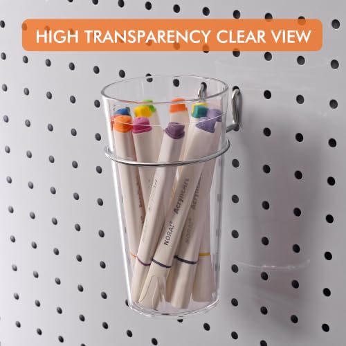 Image of Pegboard Cups With Loops, 9 Pack Clear Peg Board Pencil Holder Organizer